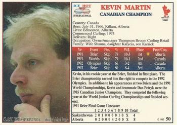 1993 Ice Hot International #50 Kevin Martin Back
